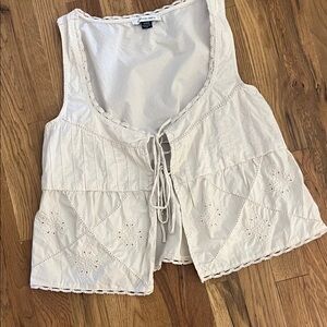 American Eagle Outfitters Cream Embroidered Blouse